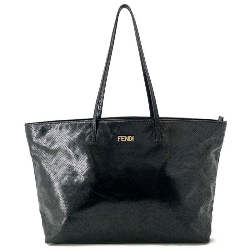 フェンディ トートバッグ パイソン型押しレザー 8BH185 FENDI 黒