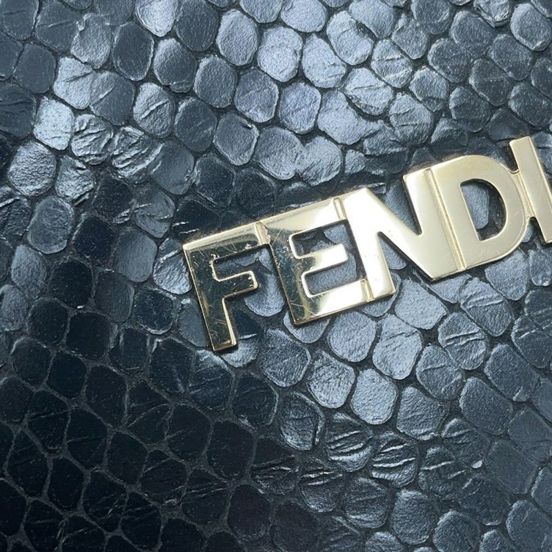 フェンディ トートバッグ パイソン型押しレザー 8BH185 FENDI 黒