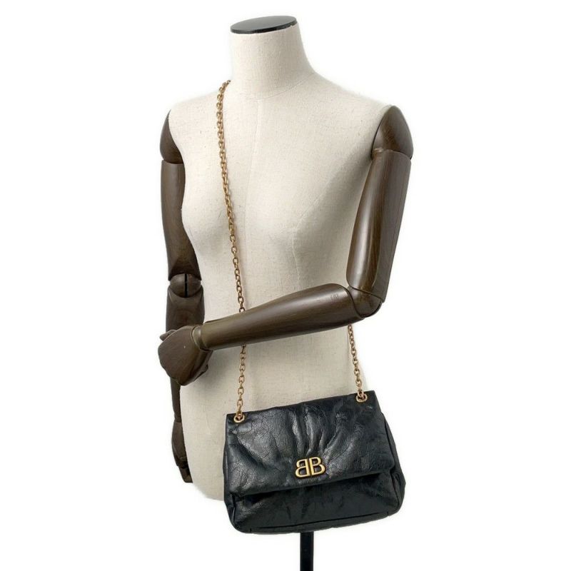 バレンシアガ チェーンショルダーバッグ モナコ Monaco BB レザー 781672 BALENCIAGA バッグ 黒