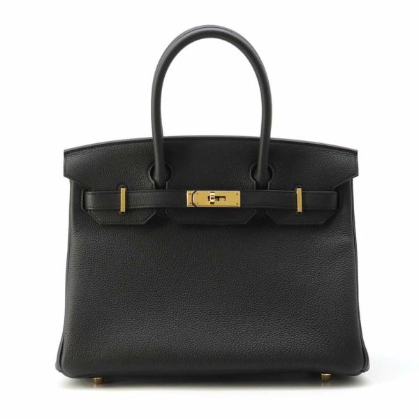 エルメス バーキン30 ブラック/ゴールド金具 トゴ W刻印 HERMES Birkin ハンドバッグ 黒