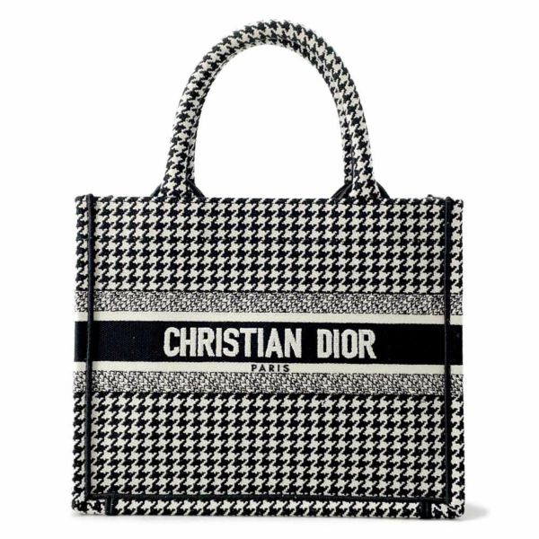 クリスチャン・ディオール ハンドバッグ ブックトート スモール 千鳥柄 キャンバス Christian Dior 黒 白