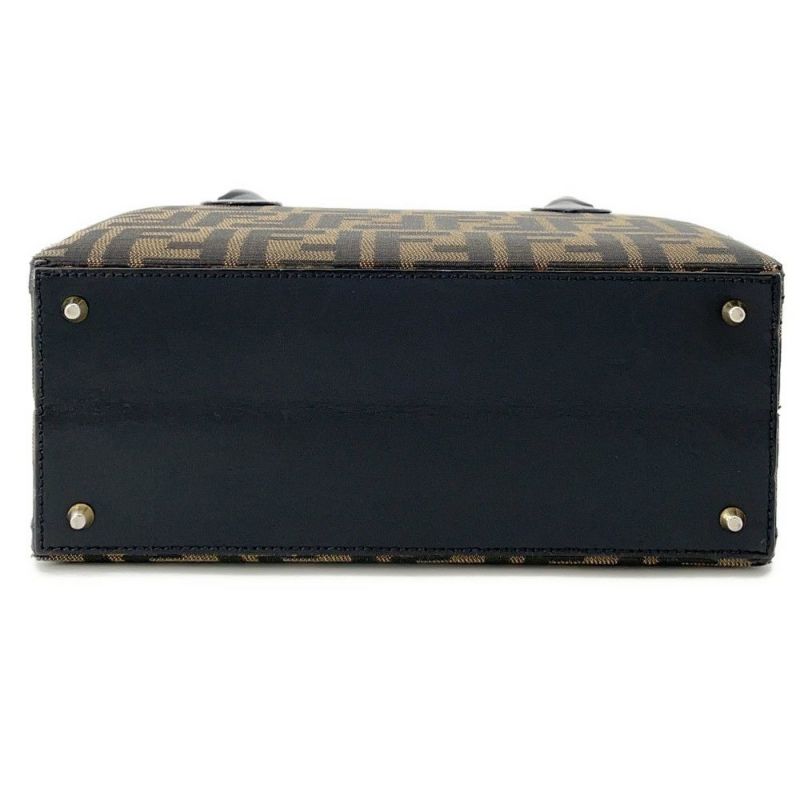 フェンディ ハンドバッグ ズッカ柄 ラウンド バニティ キャンバス レザー FENDI 2wayショルダーバッグ