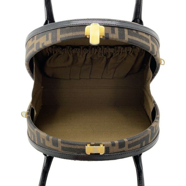 フェンディ ハンドバッグ ズッカ柄 ラウンド バニティ キャンバス レザー FENDI 2wayショルダーバッグ
