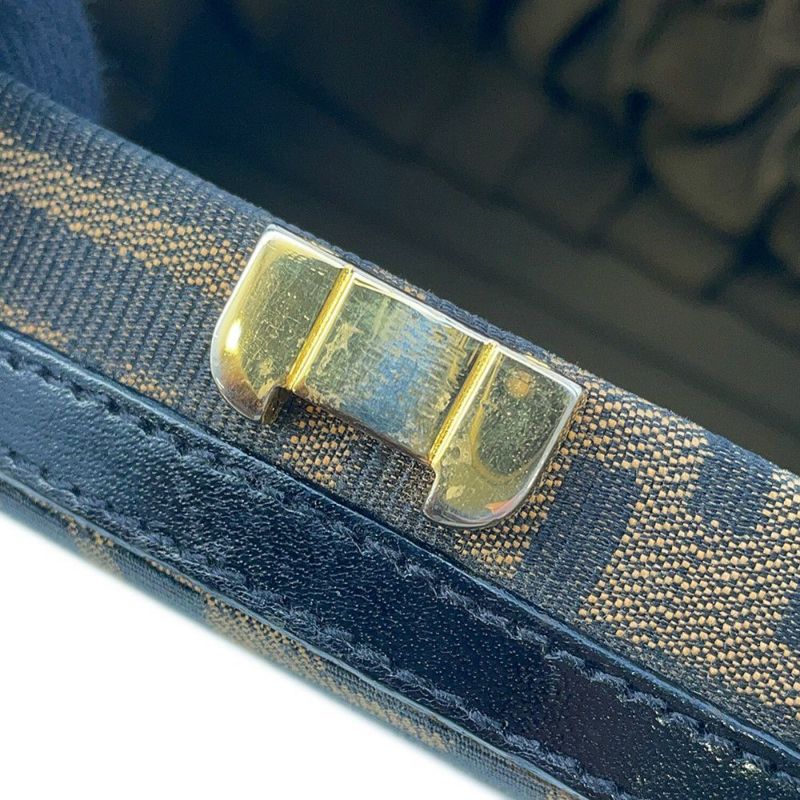 フェンディ ハンドバッグ ズッカ柄 ラウンド バニティ キャンバス レザー FENDI 2wayショルダーバッグ