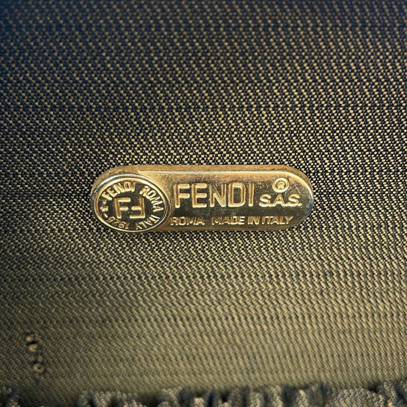 フェンディ ハンドバッグ ズッカ柄 ラウンド バニティ キャンバス レザー FENDI 2wayショルダーバッグ