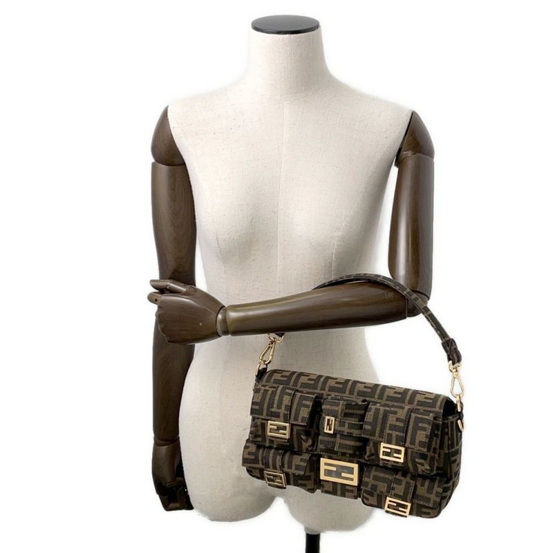 フェンディ ハンドバッグ ズッカ マルチポケット バゲット ジャガード 8BR808 FENDI バッグ 2wayショルダーバッグ