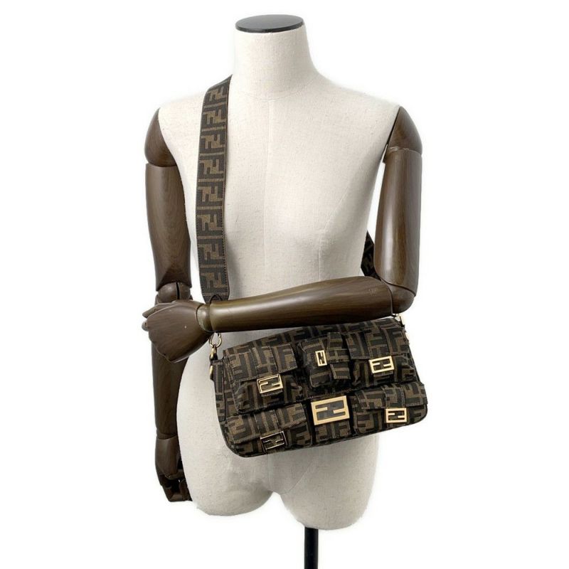 フェンディ ハンドバッグ ズッカ マルチポケット バゲット ジャガード 8BR808 FENDI バッグ 2wayショルダーバッグ