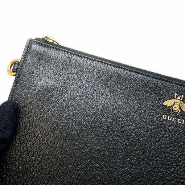 グッチ クラッチバッグ アニマリエ BEE レザー 523684 GUCCI バッグ ビー 黒