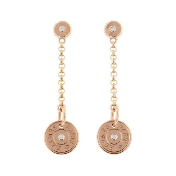 エルメス ピアス ガンバード クルー・ド・セル ピアス ダイヤモンド 計0.04ct K18PGピンクゴールド HERMES Ex-Libris Clou de Selle