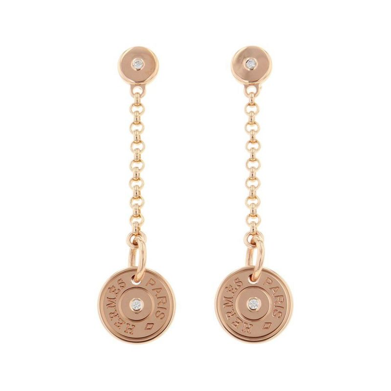 エルメス ピアス ガンバード クルー・ド・セル ピアス ダイヤモンド 計0.04ct K18PGピンクゴールド HERMES Ex-Libris Clou de Selle