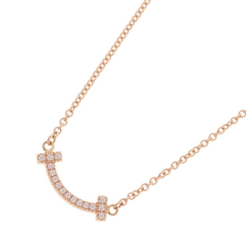 ティファニー ネックレス Tスマイル ミニ ダイヤモンド 計0.03ct K18PGピンクゴールド 62617772 Tiffany&Co. ペンダント