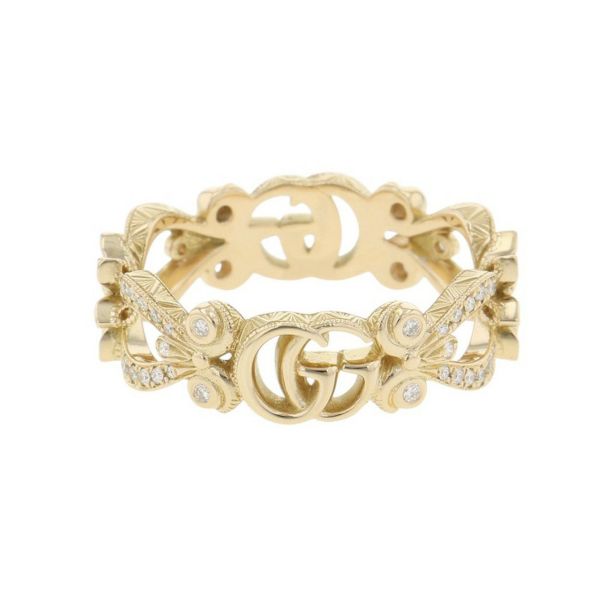 グッチ リング フローラ リング ダイヤモンド K18YGイエローゴールド リングサイズ約15号 GUCCI 指輪 ジュエリー