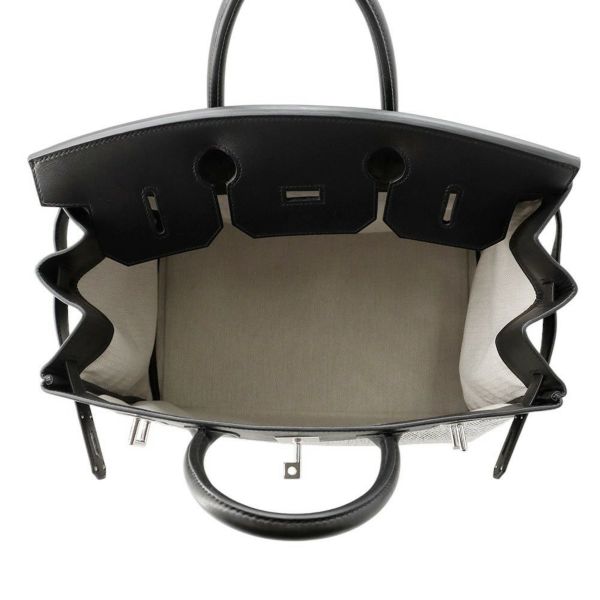 エルメス ハンドバッグ オータクロア40 ブラック/エクリュ/シルバー金具 トワルGM/エバーカラー U刻印 黒