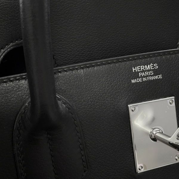 エルメス ハンドバッグ オータクロア40 ブラック/エクリュ/シルバー金具 トワルGM/エバーカラー U刻印 黒