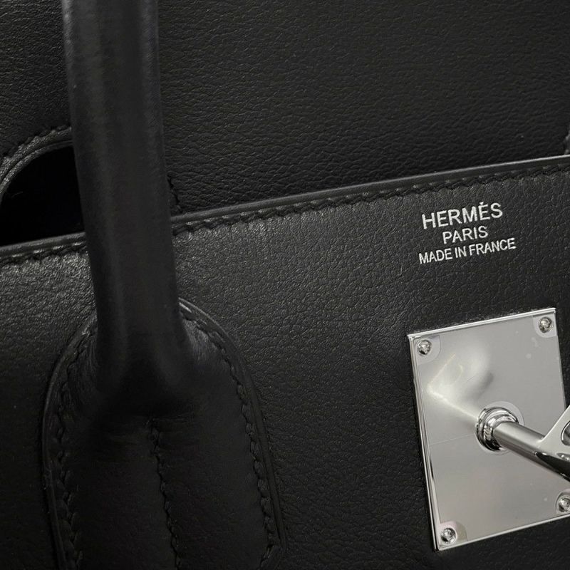 エルメス ハンドバッグ オータクロア40 ブラック/エクリュ/シルバー金具 トワルGM/エバーカラー U刻印 黒