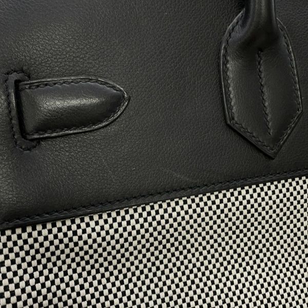 エルメス ハンドバッグ オータクロア40 ブラック/エクリュ/シルバー金具 トワルGM/エバーカラー U刻印 黒
