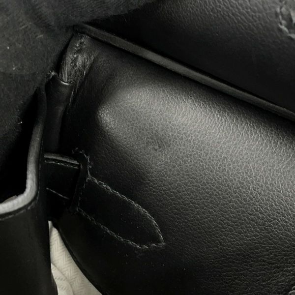 エルメス ハンドバッグ オータクロア40 ブラック/エクリュ/シルバー金具 トワルGM/エバーカラー U刻印 黒