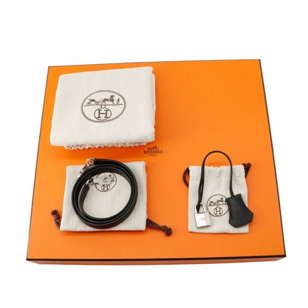 エルメス ハンドバッグ ケリー28 外縫い ブラック/シルバー金具 エプソン U刻印 2wayショルダー 黒