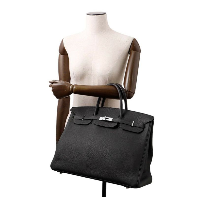 エルメス バーキン40 ブラック/シルバー金具 トゴ U刻印 HERMES Birkin ハンドバッグ 黒