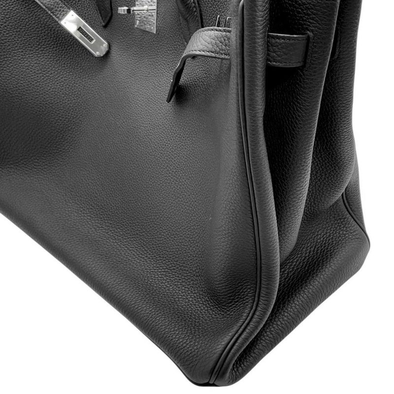 エルメス バーキン40 ブラック/シルバー金具 トゴ U刻印 HERMES Birkin ハンドバッグ 黒