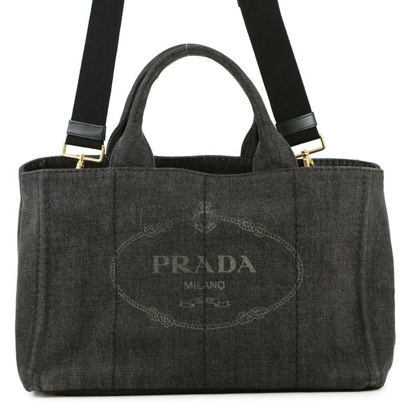 プラダ トートバッグ カナパ CANAPA デニム B2642B PRADA 2way 黒