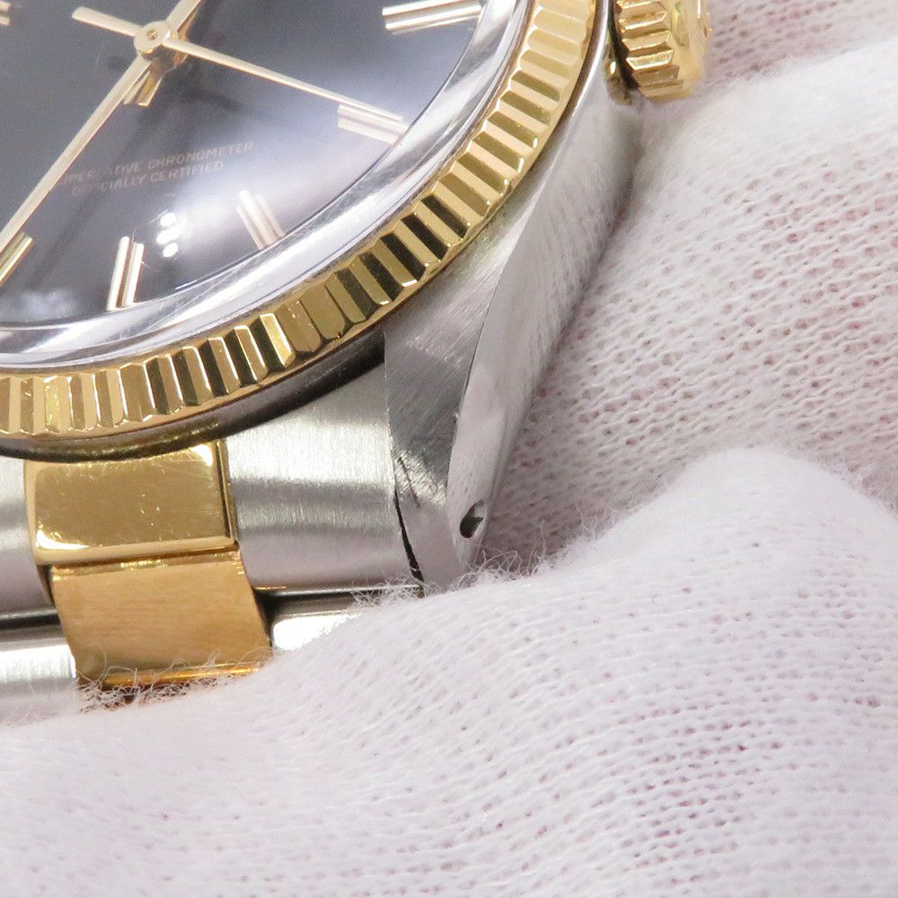 ロレックス オイスターパーペチュアル 81番 SS/K18YG 1005 ROLEX 腕時計 黒文字盤