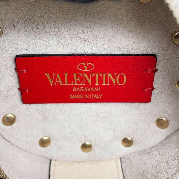 ヴァレンティノ・ガラヴァーニ ポーチ ロックスタッズ ラウンド レザー VALENTINO イニシャル入り