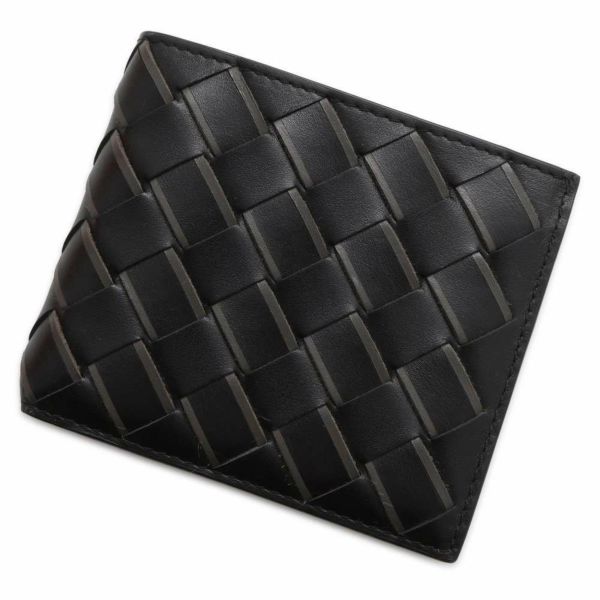 ボッテガヴェネタ 二つ折り財布 イントレチャート レザー 749412 BOTTEGA VENETA メンズ 黒