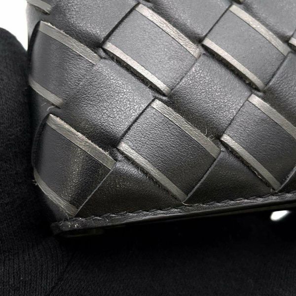 ボッテガヴェネタ 二つ折り財布 イントレチャート レザー 749412 BOTTEGA VENETA メンズ 黒