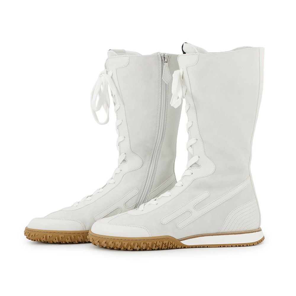 エルメス スニーカー レース・アップ ヴェロア ナッパレザー レディースサイズ38 HERMES 靴 白