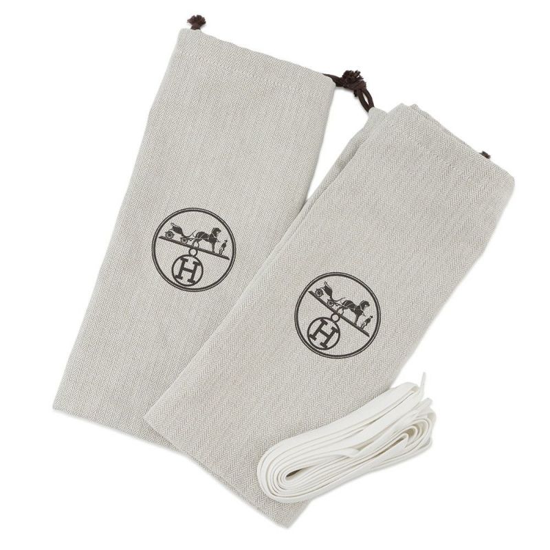 エルメス スニーカー レース・アップ ヴェロア ナッパレザー レディースサイズ38 HERMES 靴 白