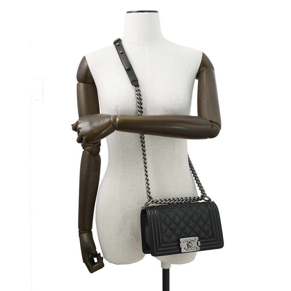 シャネル チェーンショルダーバッグ マトラッセ ココマーク ボーイシャネル スモール A67085 CHANEL 黒