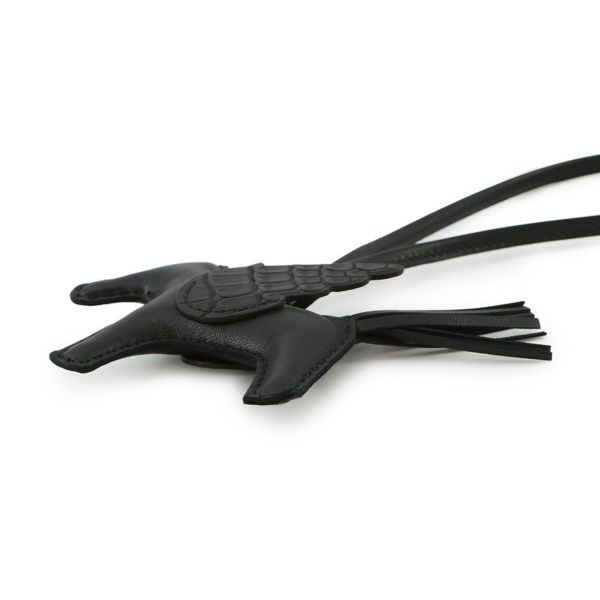 エルメス バッグチャーム ロデオPM ペガサス タッチ ブラック ラムスキン/アリゲータマット Z刻印 黒 ブラック