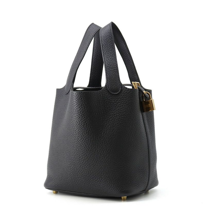 エルメス ハンドバッグ ピコタンロックPM キャバン/ゴールド金具 トリヨンクレマンス U刻印 黒