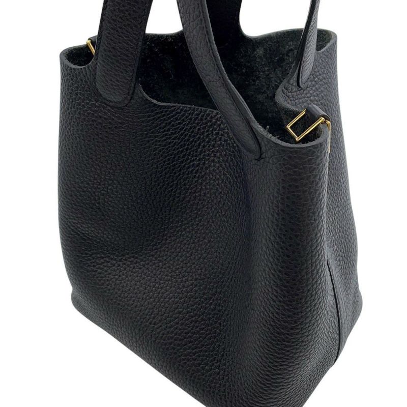 エルメス ハンドバッグ ピコタンロックPM キャバン/ゴールド金具 トリヨンクレマンス U刻印 黒