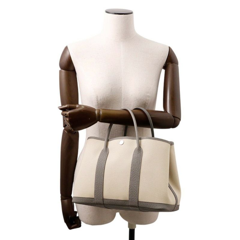 エルメス トートバッグ ガーデンパーティTPM グリメイヤー/エクリュ/シルバー金具 トワルアッシュ/ネゴンダ U刻印