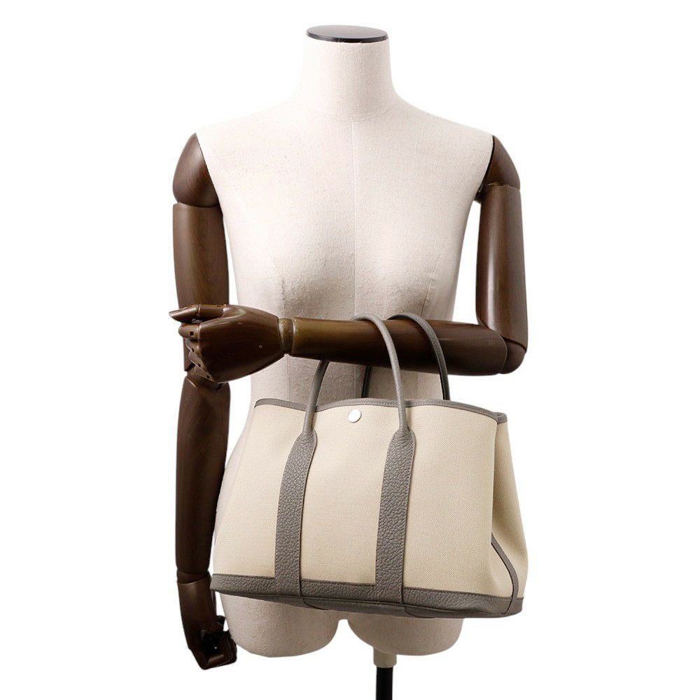 エルメス トートバッグ ガーデンパーティTPM グリメイヤー/エクリュ/シルバー金具 トワルアッシュ/ネゴンダ U刻印