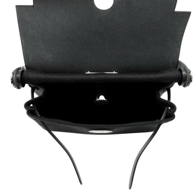 エルメス ショルダーバッグ エールバッグジップ ミニ ブラック/シルバー金具 トワルミリタリー/ヴァッシュハンター W刻印 黒