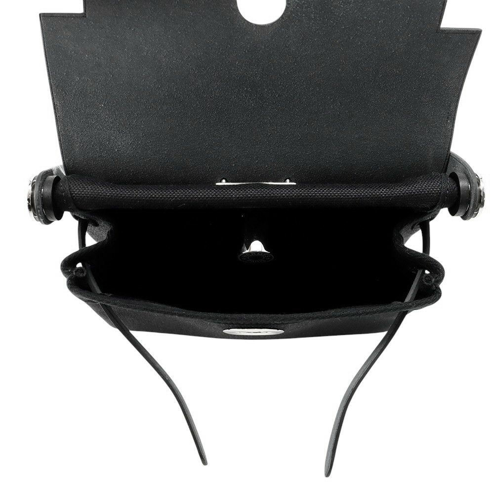 エルメス ショルダーバッグ エールバッグジップ ミニ ブラック/シルバー金具 トワルミリタリー/ヴァッシュハンター W刻印 黒