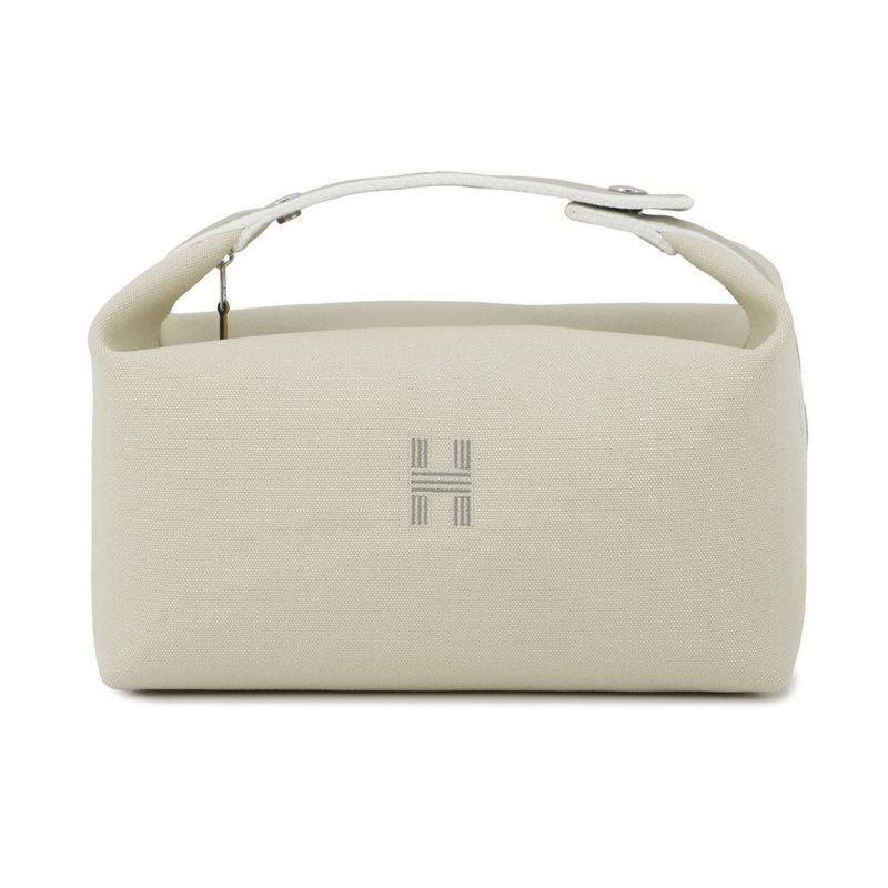 エルメス ポーチ ブリッド・ア・ブラックGM ベージュ/シルバー金具 キャンバス HERMES バッグ 小物入れ