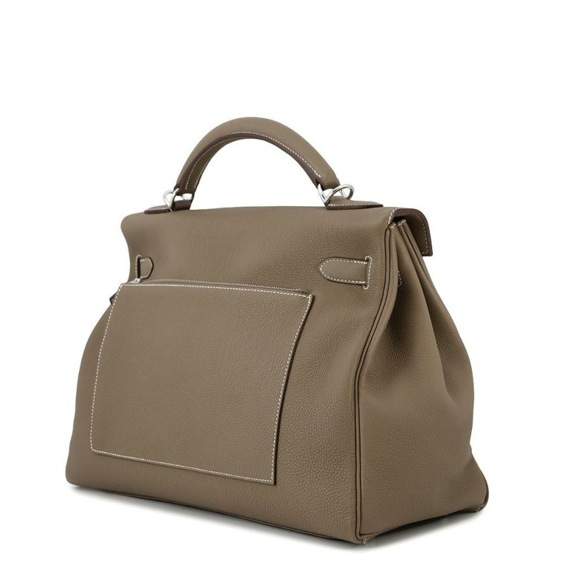 エルメス ハンドバッグ ケリー マキシ 内縫い 42 エトウープ/シルバー金具 トゴ W刻印 2wayショルダー