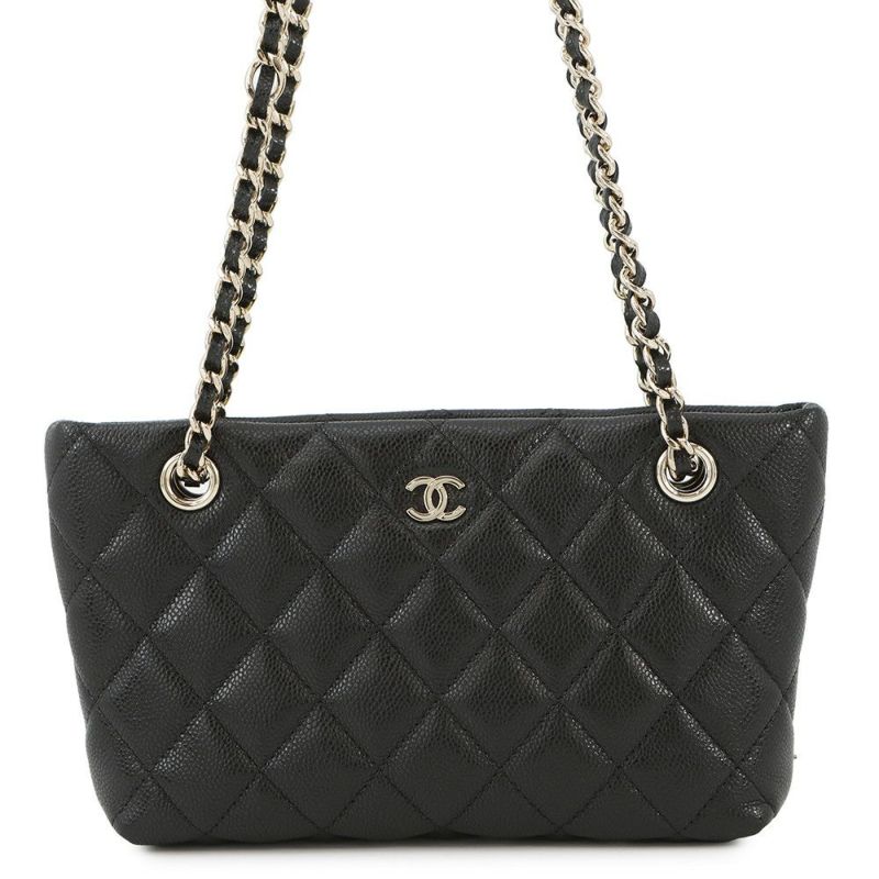 シャネル チェーンショルダーバッグ マトラッセ ココマーク タイムレスクラシックライン チェーンクラッチ キャビアスキン AP4423 黒