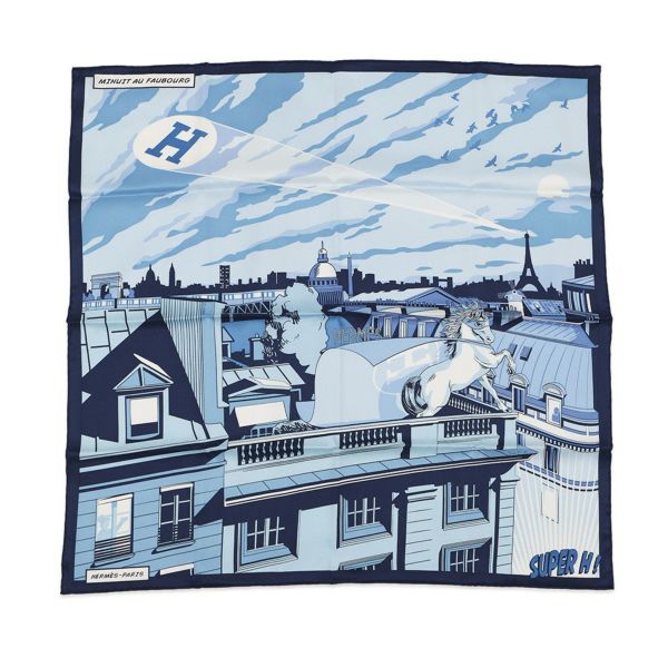 エルメス スカーフ カレ70 ミッドナイト・フォーブル Minuit au Faubourg HERMES シルクスカーフ 2022年春夏