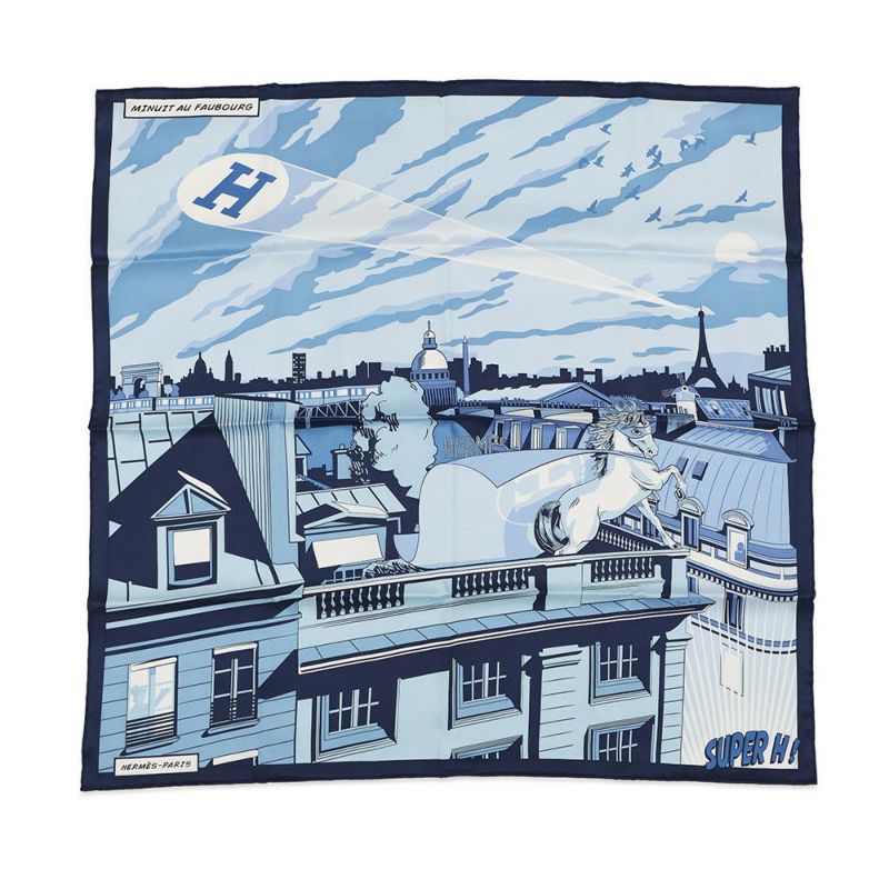 エルメス スカーフ カレ70 ミッドナイト・フォーブル Minuit au Faubourg HERMES シルクスカーフ 2022年春夏