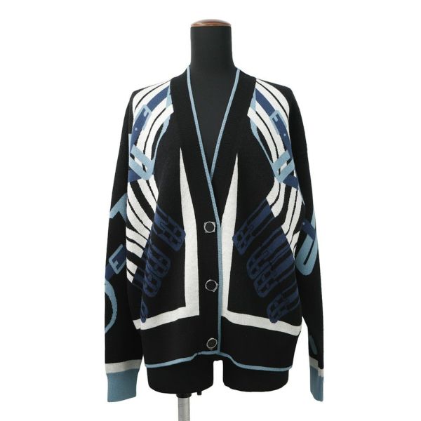 エルメス カーディガン MORS A JOUETS 馬銜 ウール レディースサイズ36 HERMES 黒