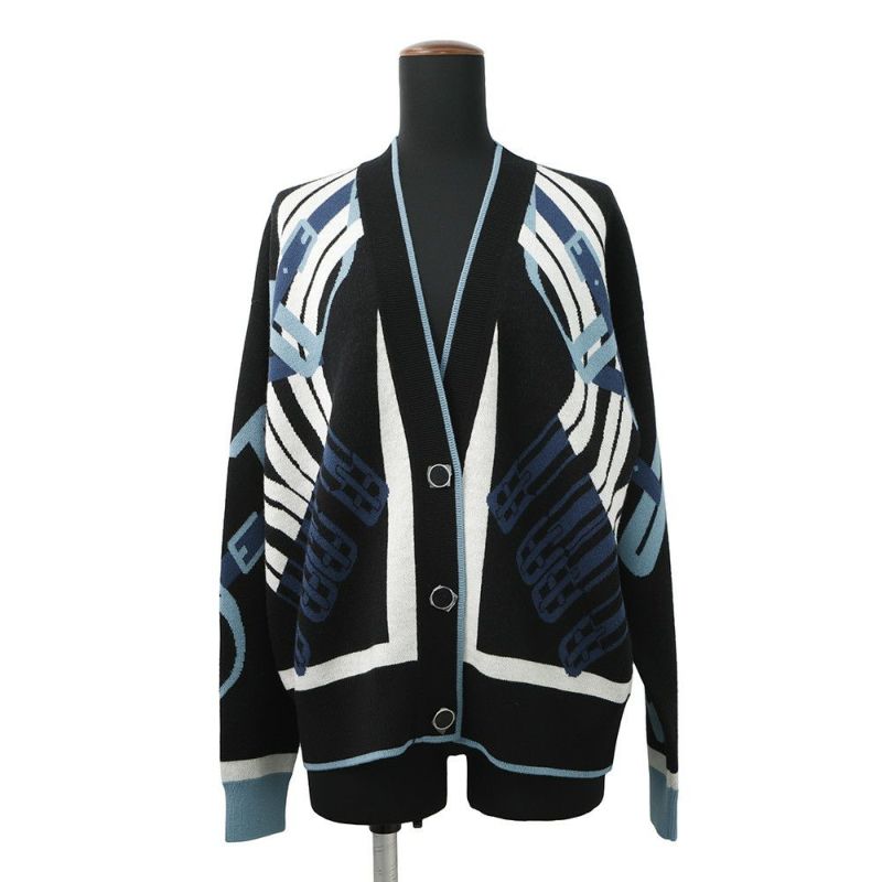 エルメス カーディガン MORS A JOUETS 馬銜 ウール レディースサイズ36 HERMES 黒