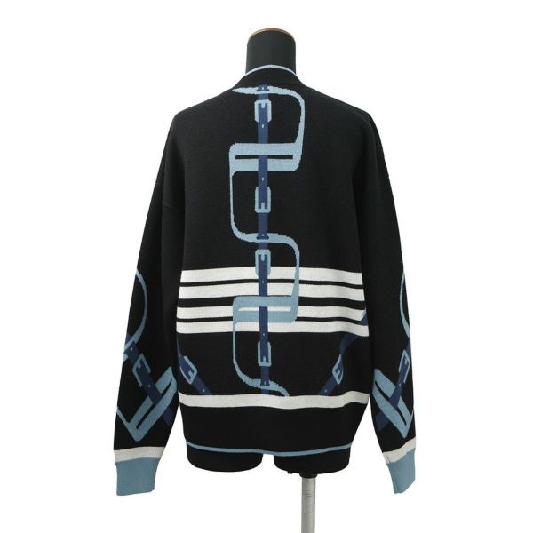 エルメス カーディガン MORS A JOUETS 馬銜 ウール レディースサイズ36 HERMES 黒