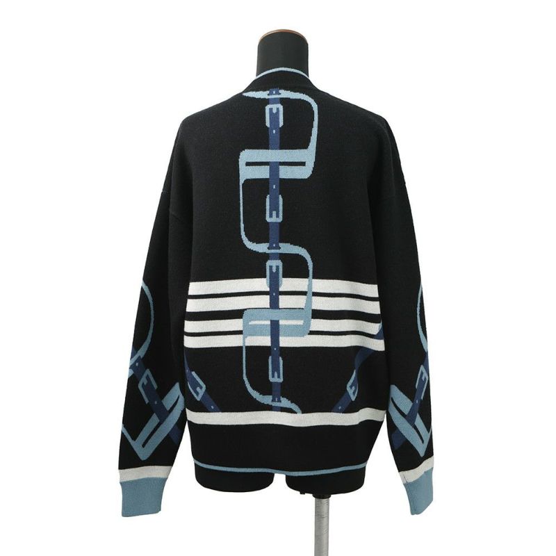 エルメス カーディガン MORS A JOUETS 馬銜 ウール レディースサイズ36 HERMES 黒