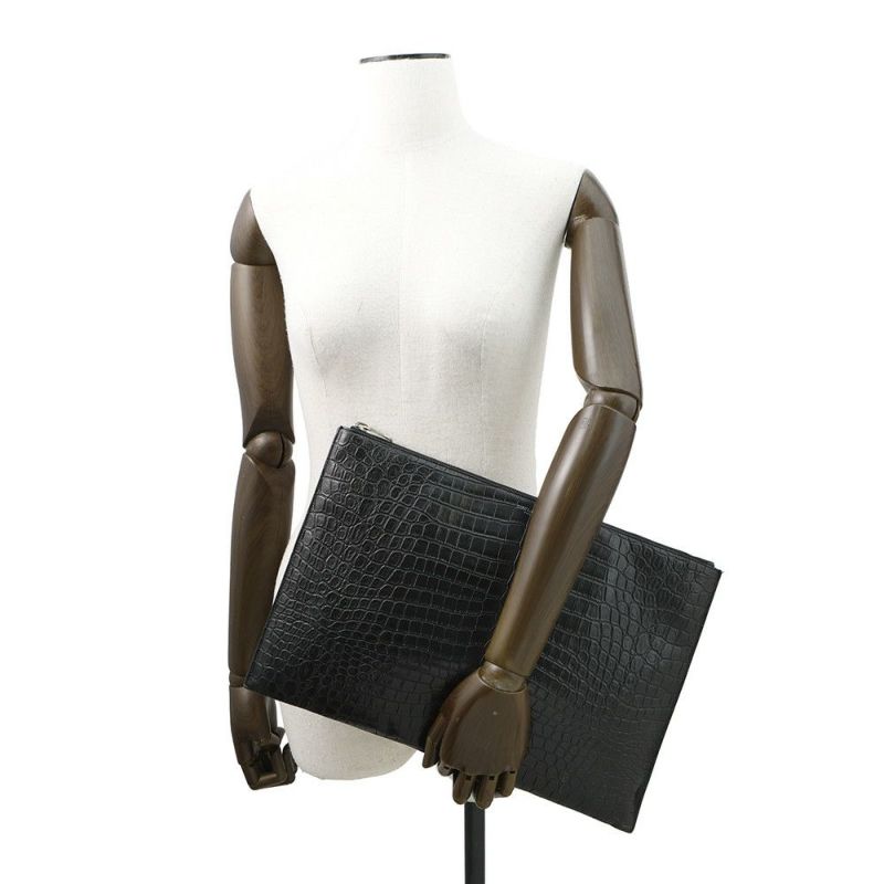 サンローランパリ クラッチバッグ クロコ型押しレザー 378261 SAINT LAURENT PARIS 黒