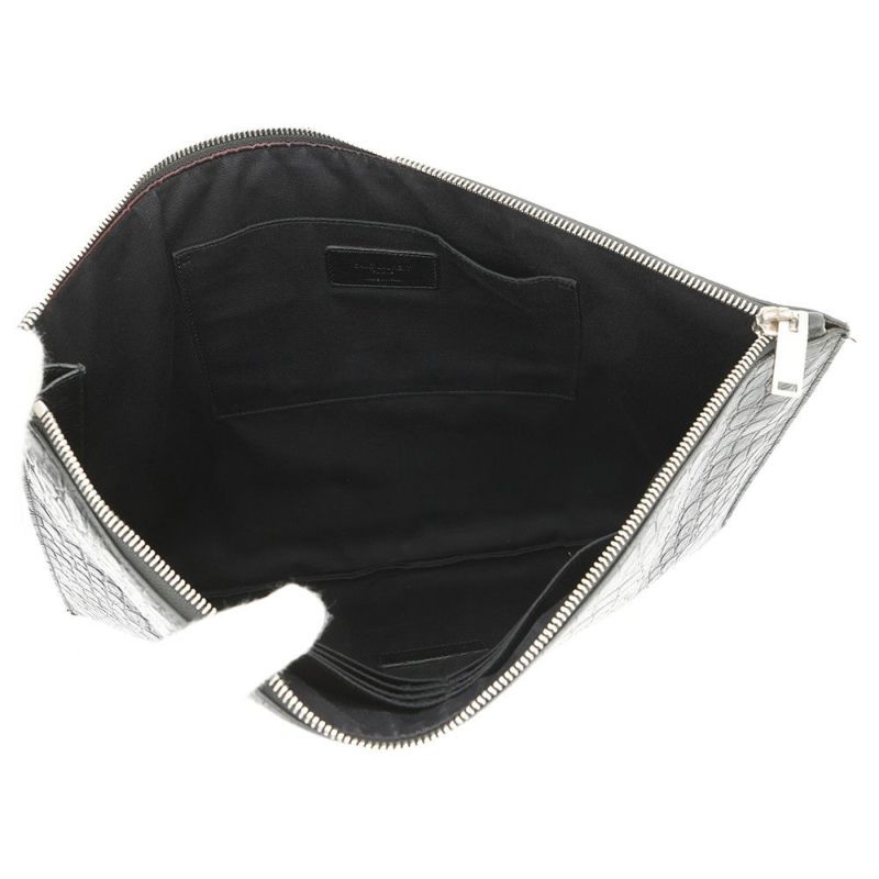 サンローランパリ クラッチバッグ クロコ型押しレザー 378261 SAINT LAURENT PARIS 黒